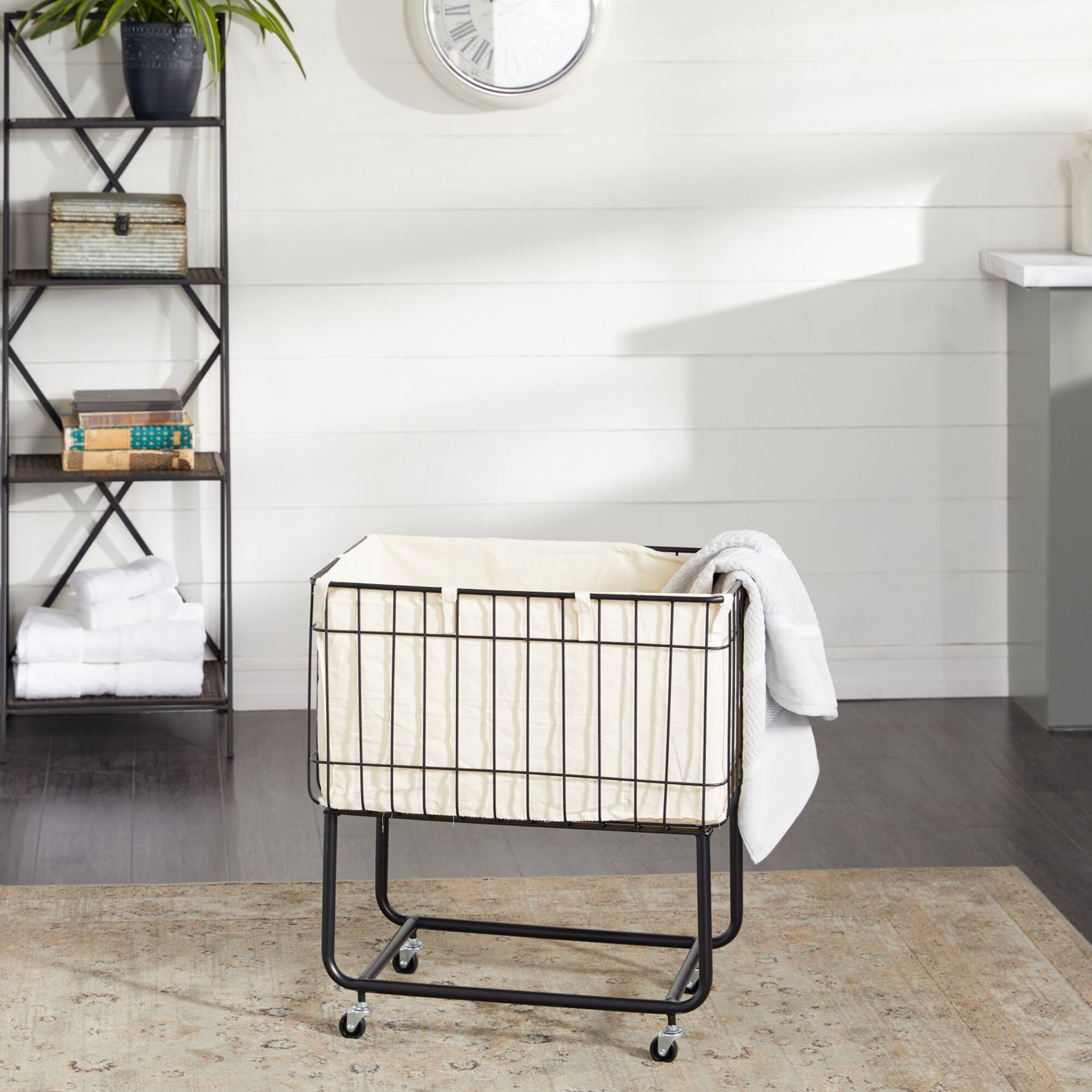Black Contemporary Metal Storage Cart